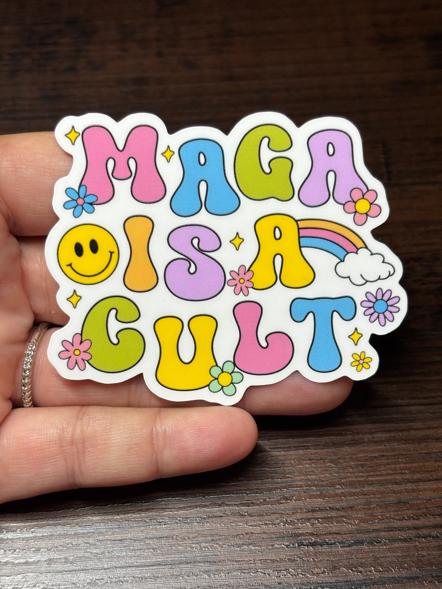 MAGA Is A Cult, Waterproof Social Justice Stickers
