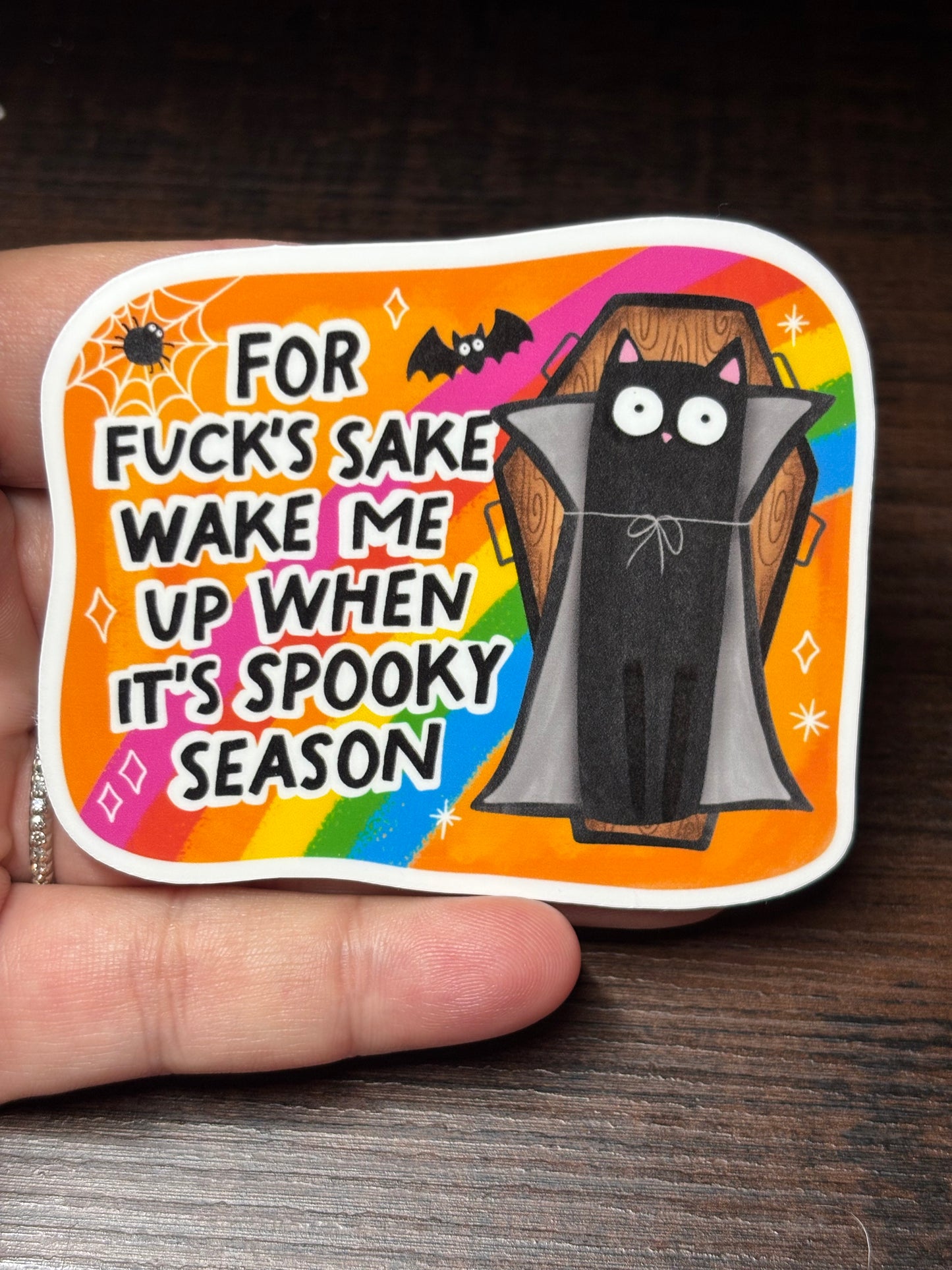 FFS, Wake Me When It's Spooky Season, Funny Waterproof Sticker