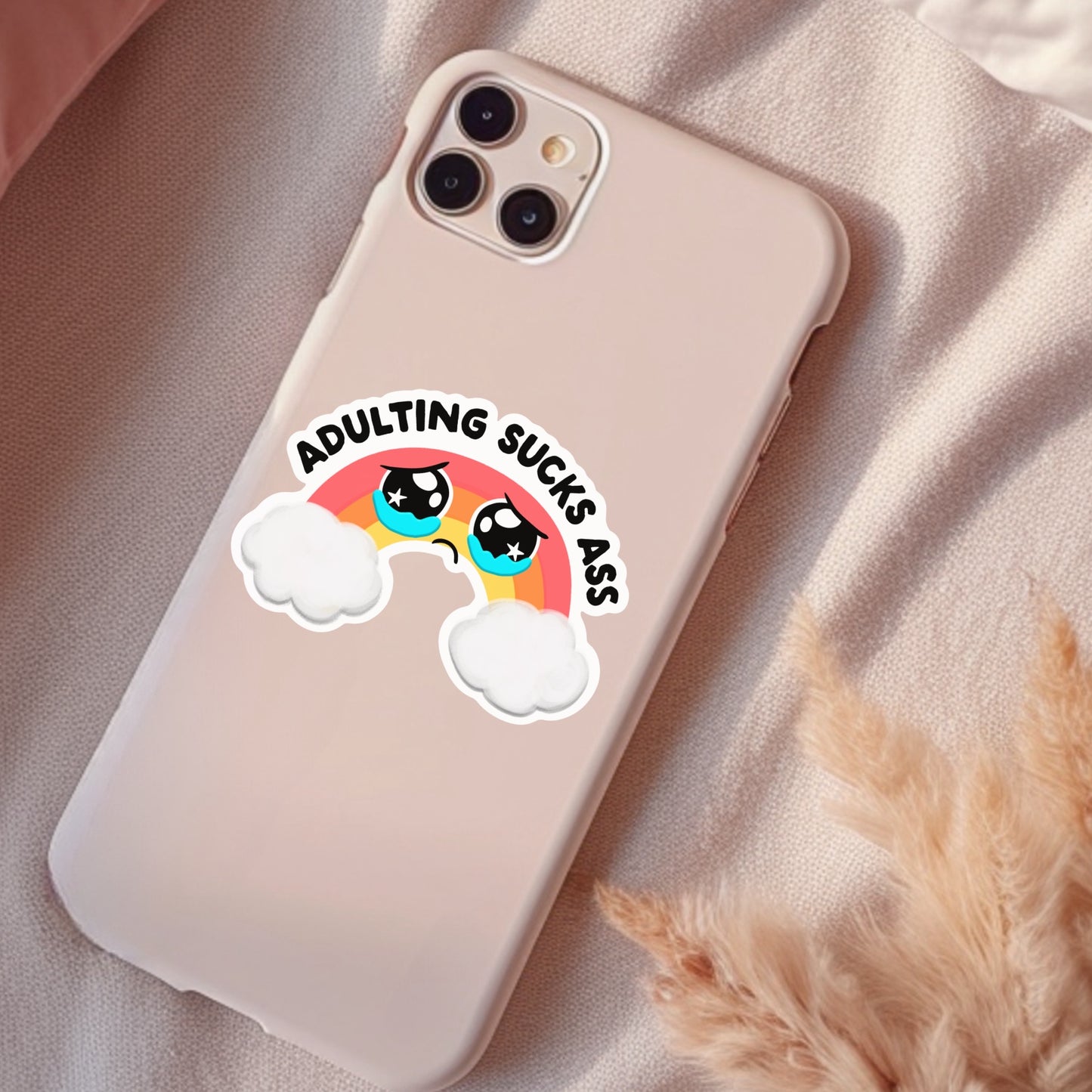 Adulting Sucks Ass, Funny Waterproof Sticker, Water Bottle Sticker, Kindle Sticker, Laptop Sticker