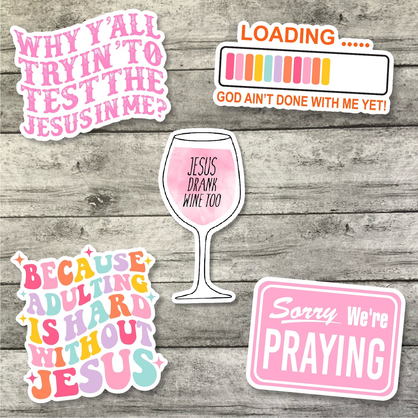Christian Sticker Pak, Funny Sarcastic Waterproof Stickers, Water Bottle Sticker, Kindle Sticker, Laptop Sticker