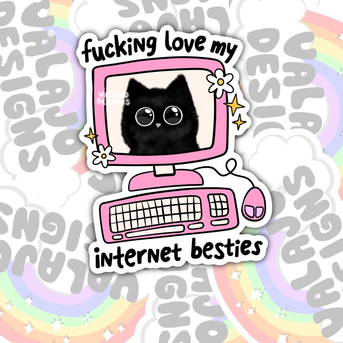 Fucking Love My Internet Besties, Sweet Besties Waterproof Sticker, Water Bottle Sticker, Kindle Sticker, Laptop Sticker