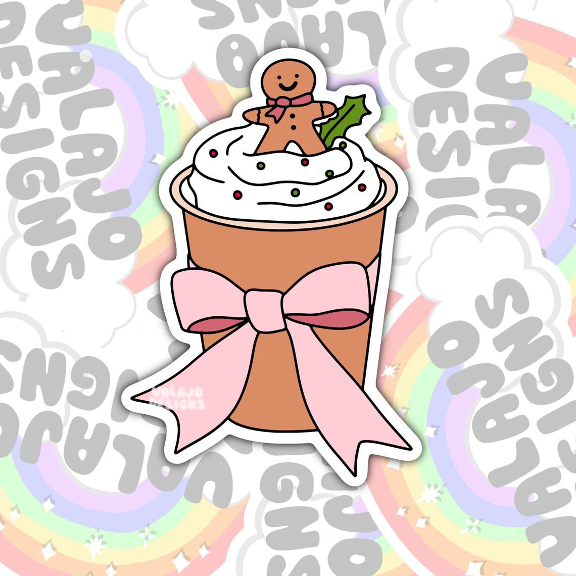 Gingerbread Coffee, Waterproof Sticker, Water Bottle Sticker, Kindle Sticker, Laptop Sticker