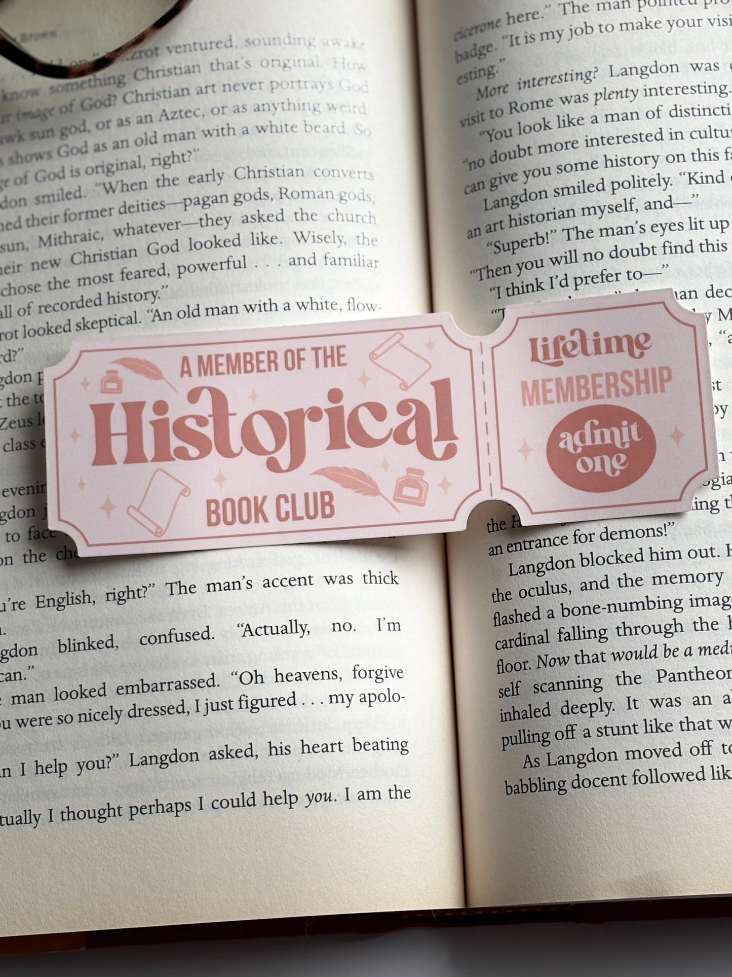Historical Book Club, Handmade Bookmark for Books And Journals