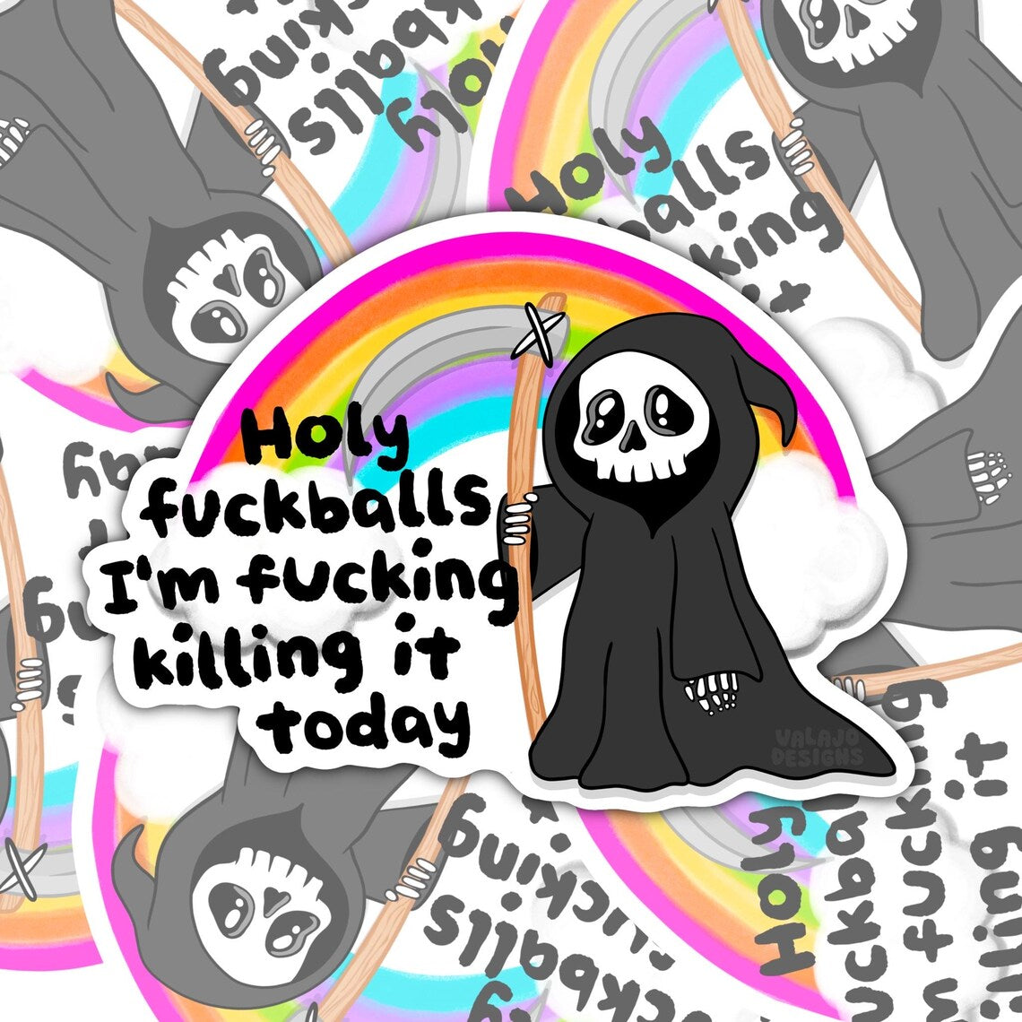Holy Fuckballs I Am Killing It, Funny Waterproof Sticker, Mental Health Water Bottle Sticker, Kindle Sticker, Laptop Sticker