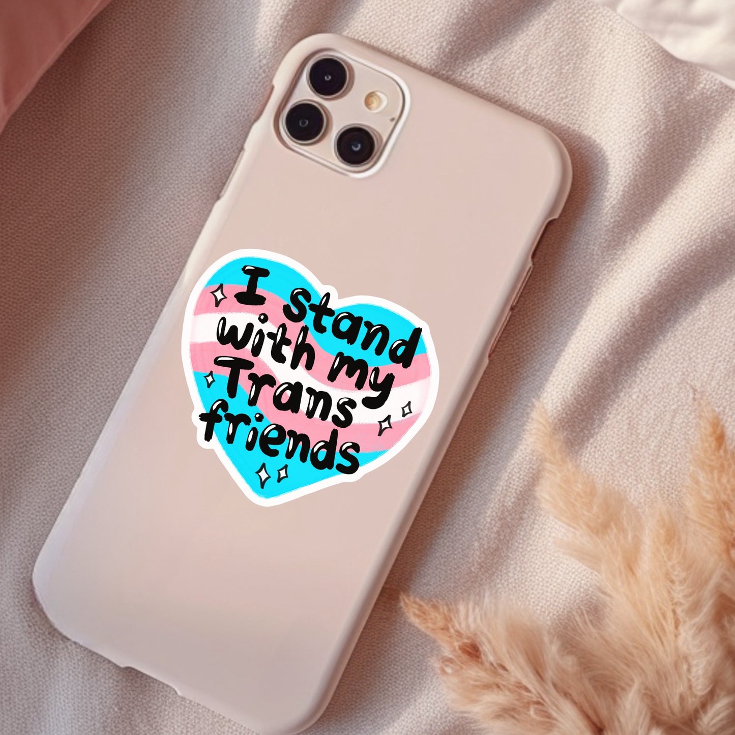 I Stand With My Trans Friends, Waterproof Sticker, Water Bottle Sticker, Kindle Sticker, Laptop Sticker, Social Justice Stickers, Pride Support, LGBTQ+ Stickers