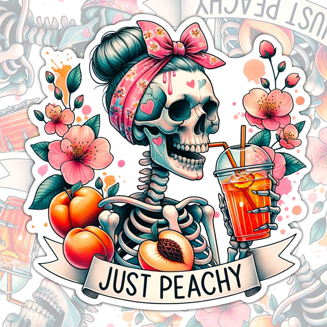 Just Peachy, Mental Health Waterproof Sticker, Funny Water Bottle Sticker, Kindle Sticker, Laptop Sticker