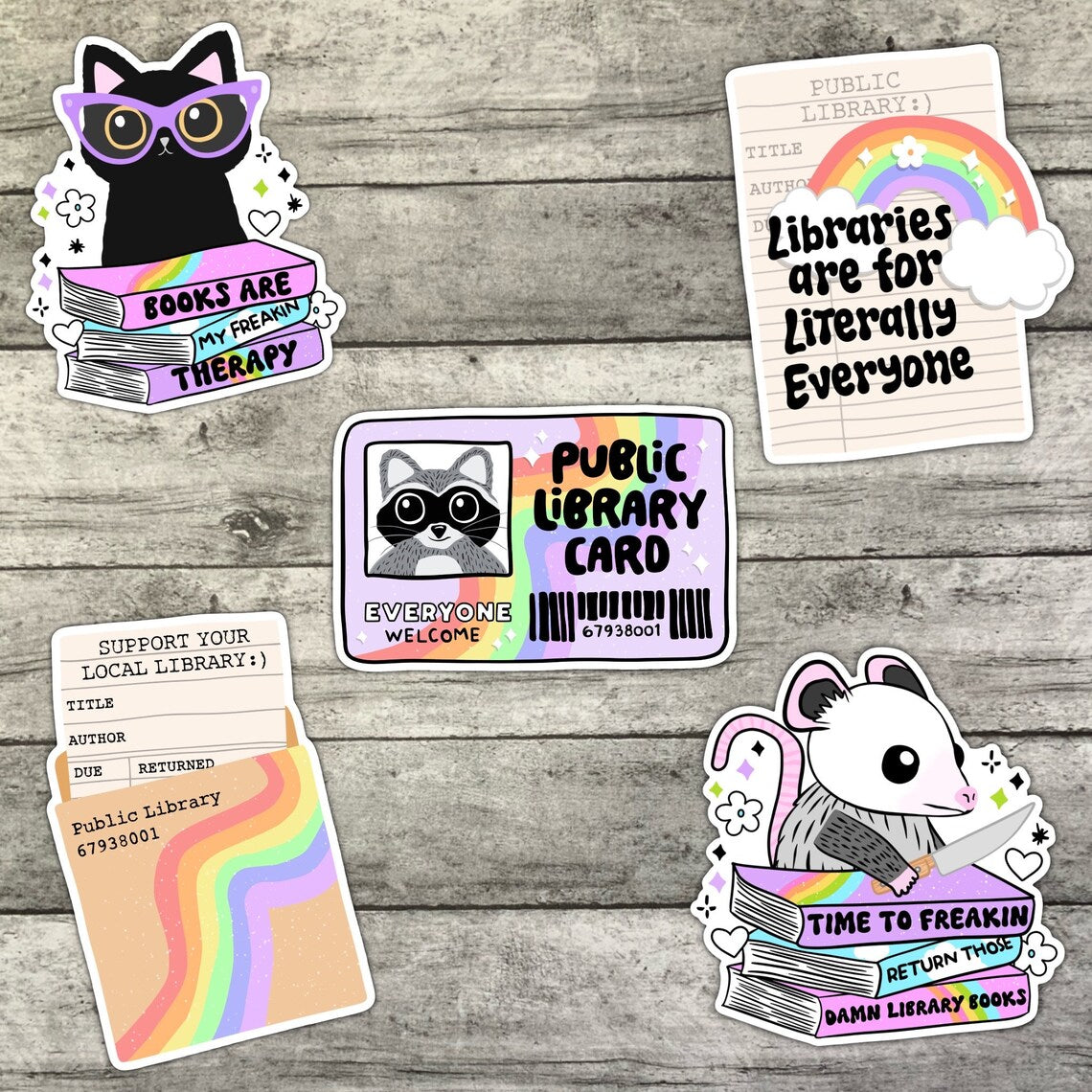 Library Sticker Set, Book-ish Sticker Pack, Waterproof Stickers, Water Bottle Sticker, Kindle Sticker, Laptop Sticker