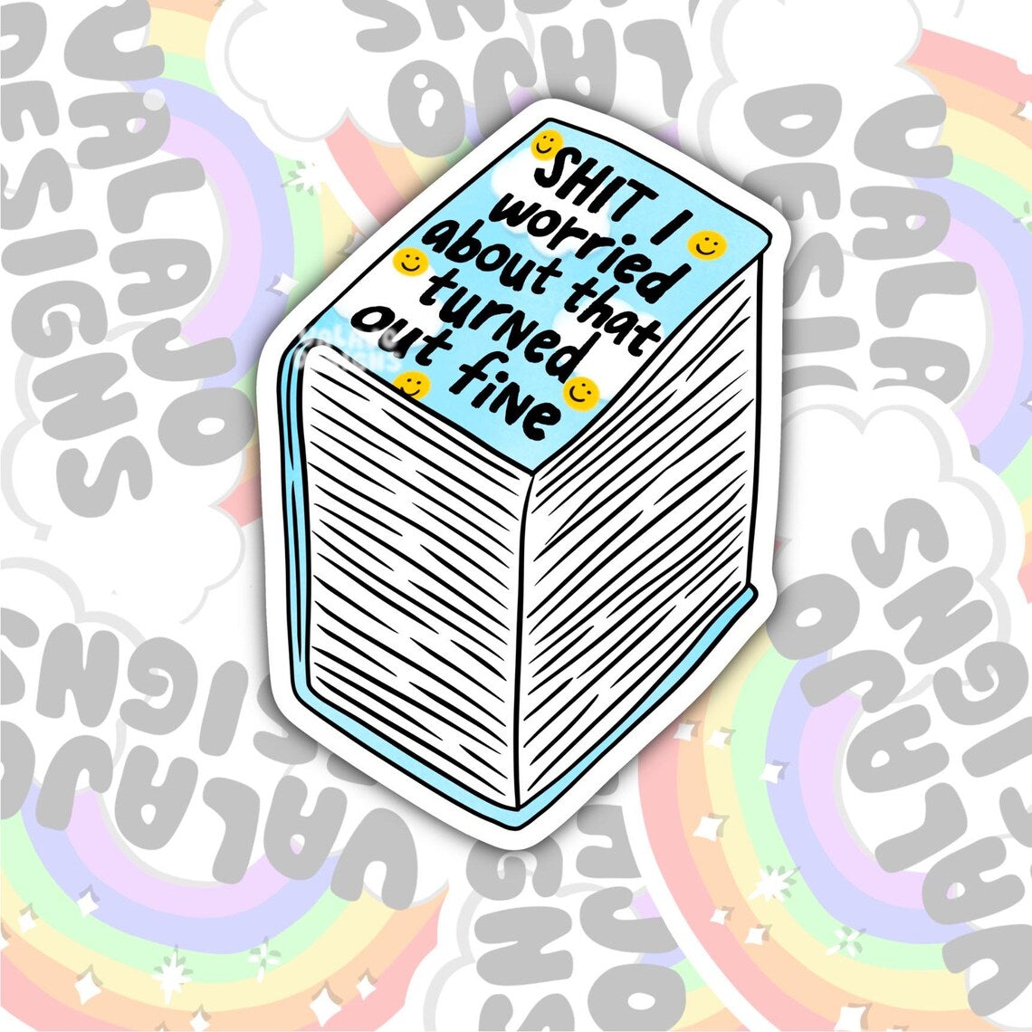 Shit I Worried About, Mental Health Waterproof Sticker, Funny Water Bottle Sticker, Kindle Sticker, Laptop Sticker