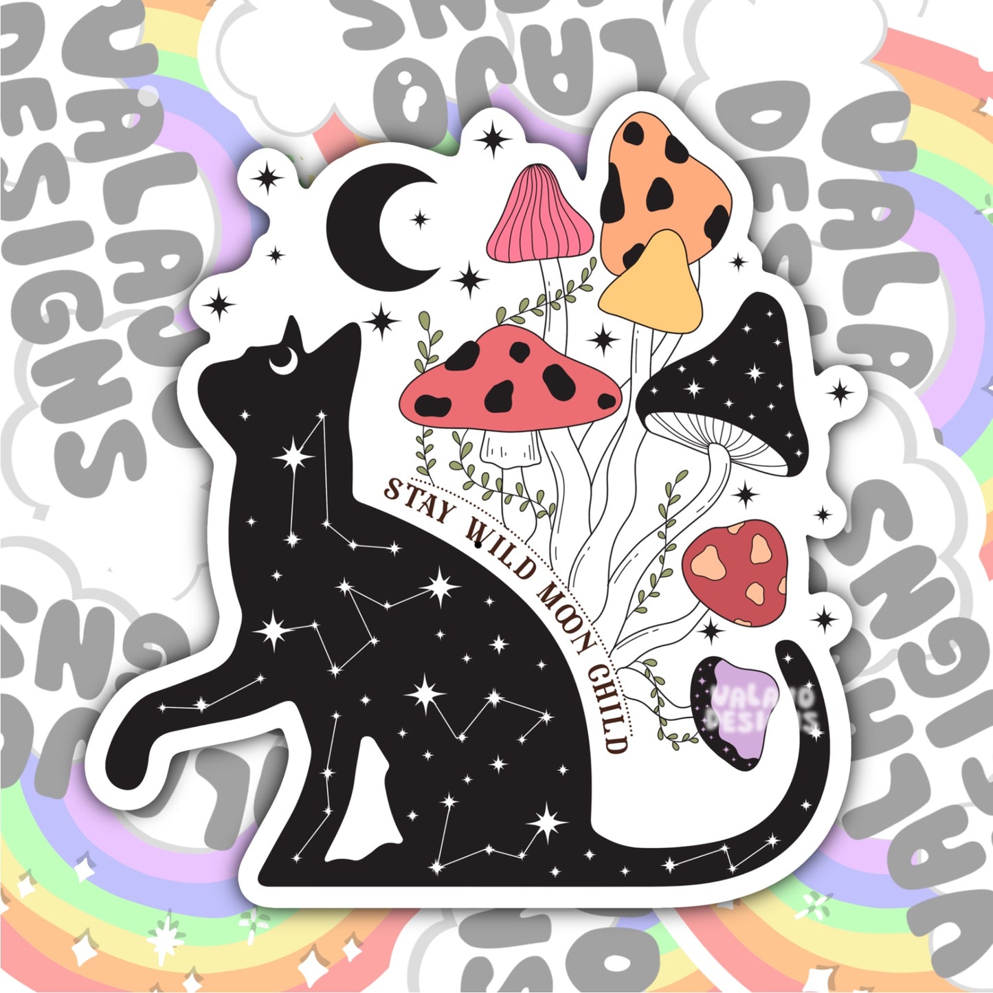 Stay Wild Moon Child, Magic Waterproof Sticker, Water Bottle Sticker, Kindle Sticker, Laptop Sticker