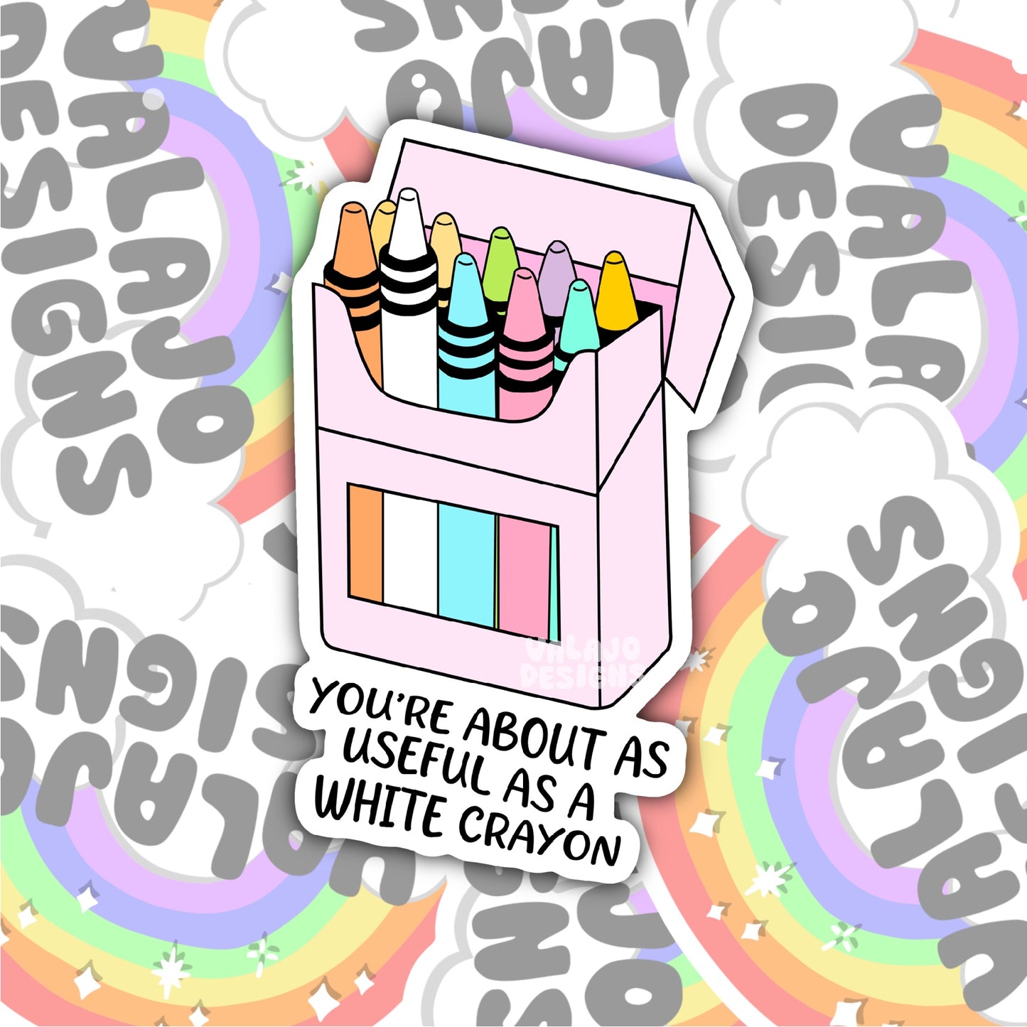 As Useful As A White Crayon, Funny Waterproof Sticker, Sarcastic Water Bottle Sticker, Kindle Sticker, Laptop Sticker