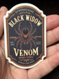 Black Widow Venom, Poison Label, Waterproof Sticker