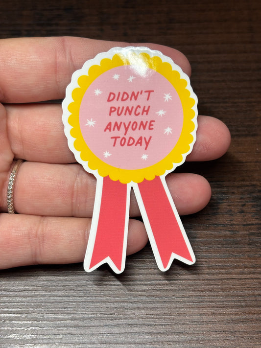 Didn't Punch Anyone, Funny Waterproof Sticker, Sarcastic Water Bottle Sticker, Kindle Sticker, Laptop Sticker