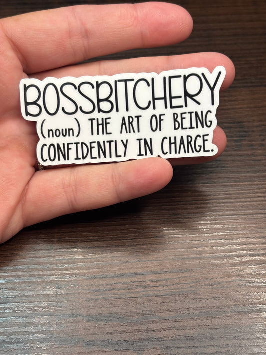 Bossbitchery, Funny Waterproof Sticker, Offensive Water Bottle Sticker, Sarcastic Kindle Sticker, Laptop Sticker