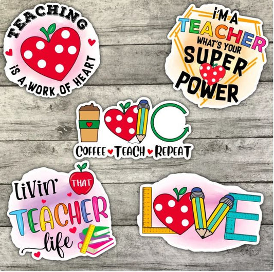 Colorful Teacher Sticker Pack, Waterproof Stickers, Water Bottle Sticker, Kindle Sticker, Laptop Sticker