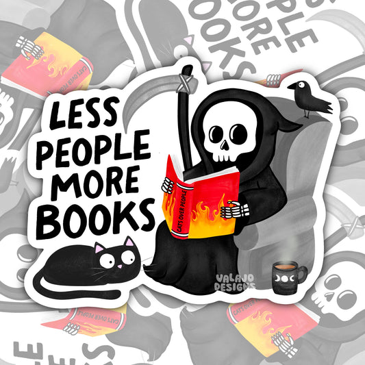 Less People, More Books, Waterproof Sticker