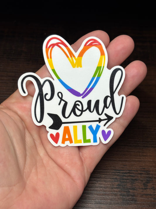 Proud Ally, Pride Support Waterproof Sticker