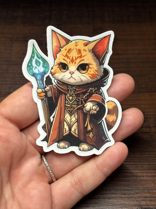 Dungeon Master Cat, Funny Gamers Waterproof Sticker