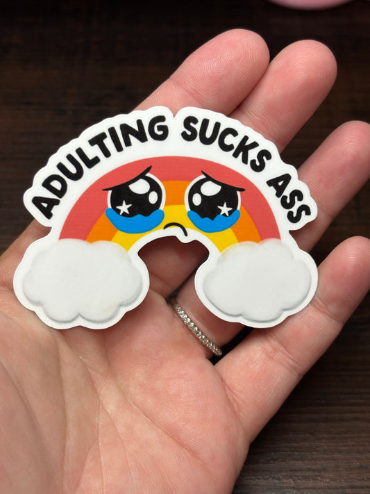 Adulting Sucks Ass, Funny Waterproof Sticker