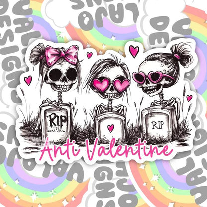 Anti-Valentine, Funny Waterproof Sticker, Water Bottle Sticker, Kindle Sticker, Laptop Sticker