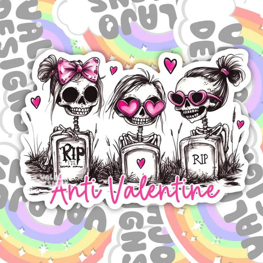Anti-Valentine, Funny Waterproof Sticker, Water Bottle Sticker, Kindle Sticker, Laptop Sticker