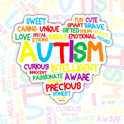Autism Support, Sweet, Caring, Different, Not Less, Waterproof Sticker, Water Bottle Sticker, Kindle Sticker, Laptop Sticker