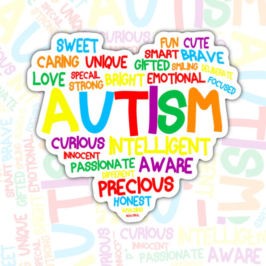 Autism Support, Sweet, Caring, Different, Not Less, Waterproof Sticker, Water Bottle Sticker, Kindle Sticker, Laptop Sticker