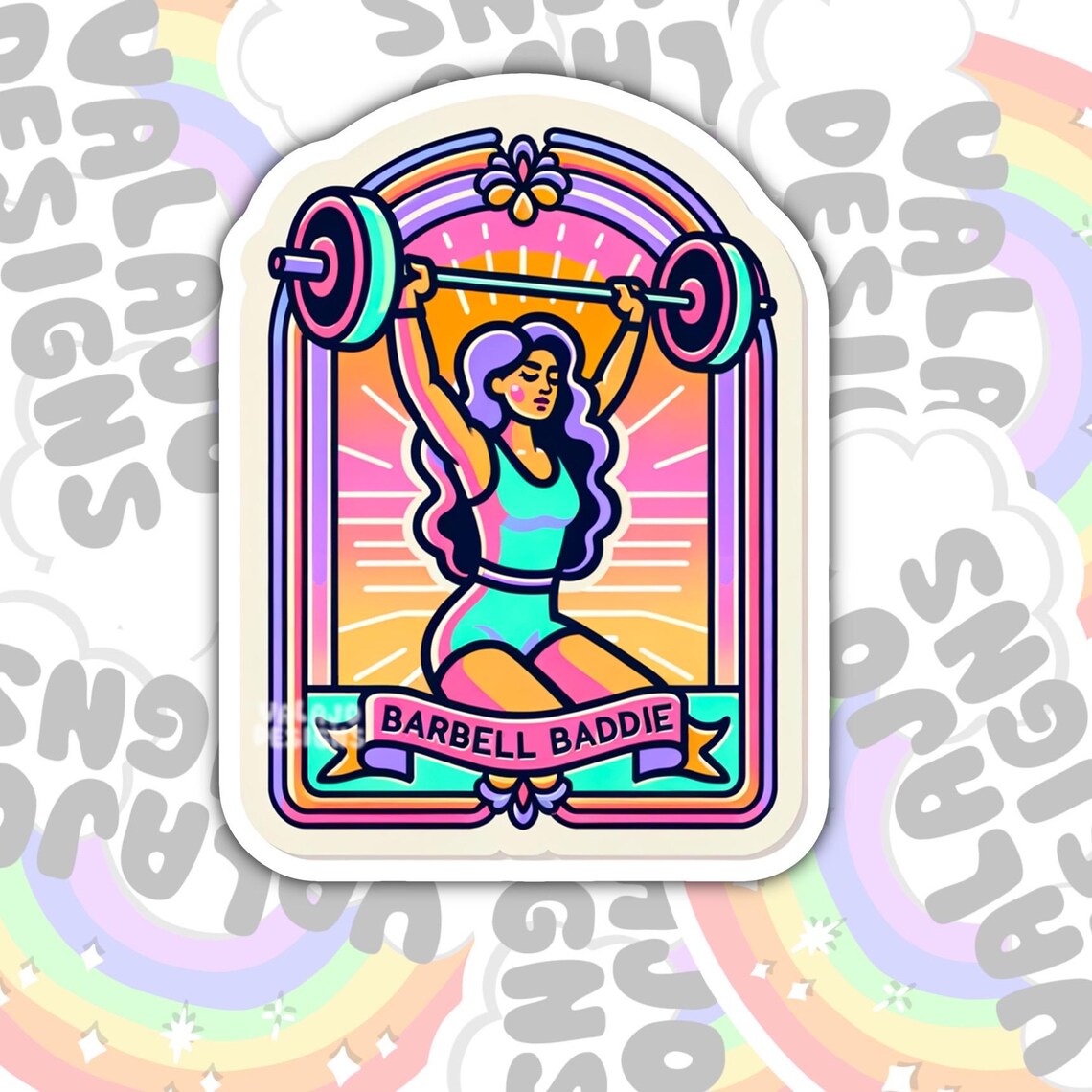 Barbell Barbie, Waterproof Sticker, Water Bottle Sticker, Kindle Sticker, Laptop Sticker