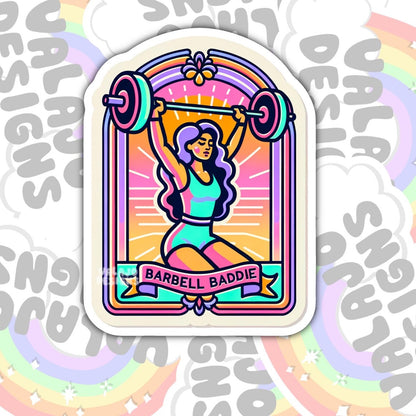 Barbell Barbie, Waterproof Sticker, Water Bottle Sticker, Kindle Sticker, Laptop Sticker