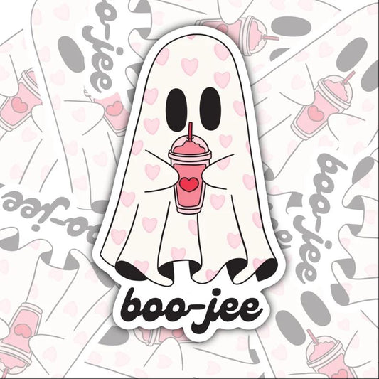 Boo-jee, Cute Ghost Waterproof Sticker, Water Bottle Sticker, Kindle Sticker, Laptop Sticker