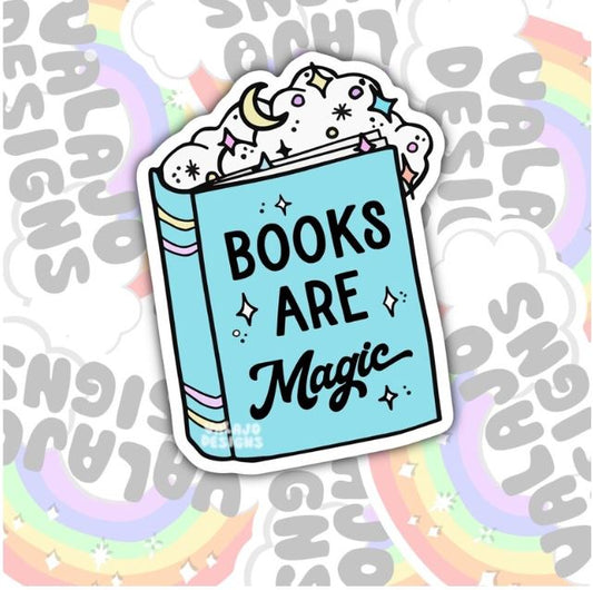 Books Are Magic, Book-ish Waterproof Sticker, Water Bottle Sticker, Kindle Sticker, Laptop Sticker