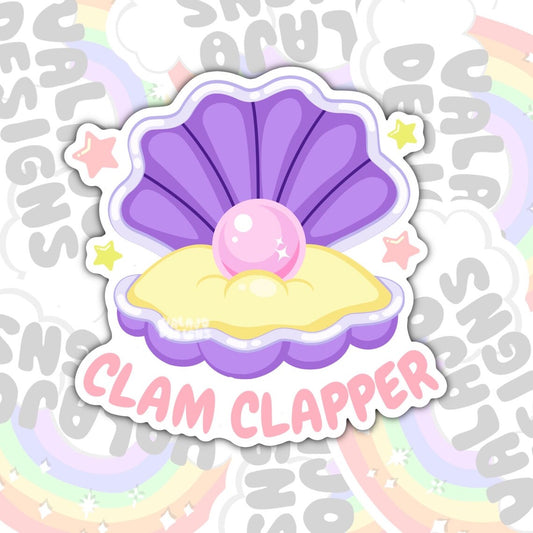 Clam Clapper, Funny Waterproof Sticker, Offensive Water Bottle Sticker, Sarcastic Kindle Sticker, Laptop Sticker