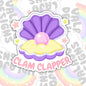 Clam Clapper, Funny Waterproof Sticker, Offensive Water Bottle Sticker, Sarcastic Kindle Sticker, Laptop Sticker