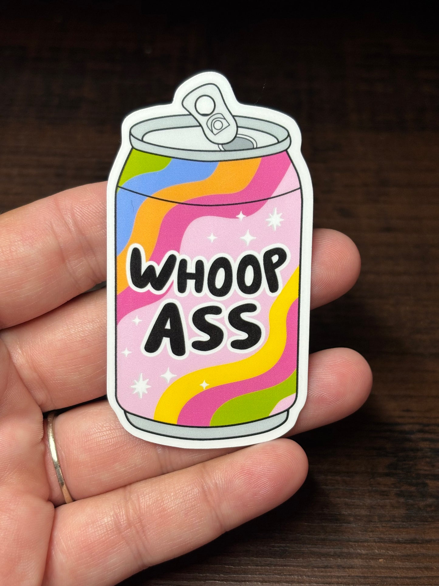 Can Of Whoop Ass, Funny Waterproof Sticker, Sarcastic Water Bottle Sticker, Kindle Sticker, Laptop Sticker