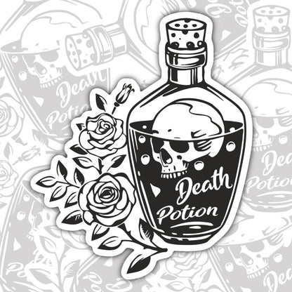 Death Potion, Halloween Sticker, Dark Humor, Waterproof Sticker, Water Bottle Sticker, Kindle Sticker, Laptop Sticker
