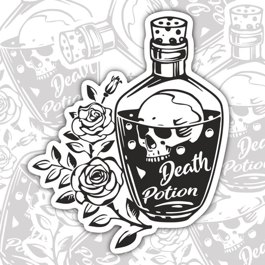 Death Potion, Halloween Sticker, Dark Humor, Waterproof Sticker, Water Bottle Sticker, Kindle Sticker, Laptop Sticker