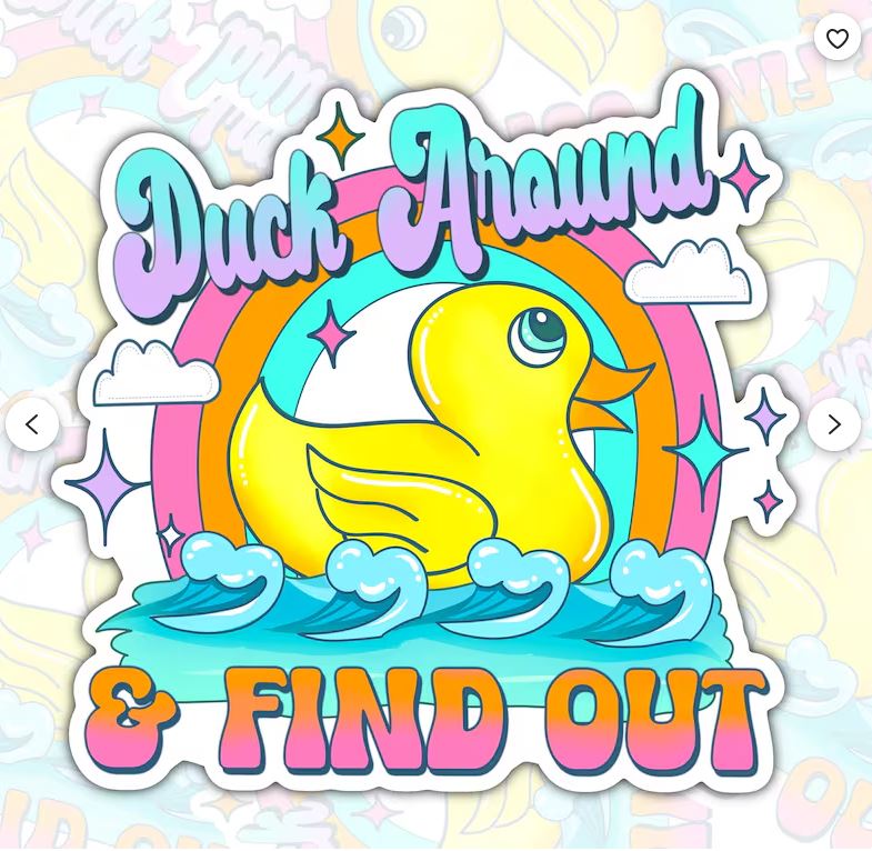 Duck Around And Find Out, Funny Waterproof Sticker, Water Bottle Sticker, Kindle Sticker, Laptop Sticker
