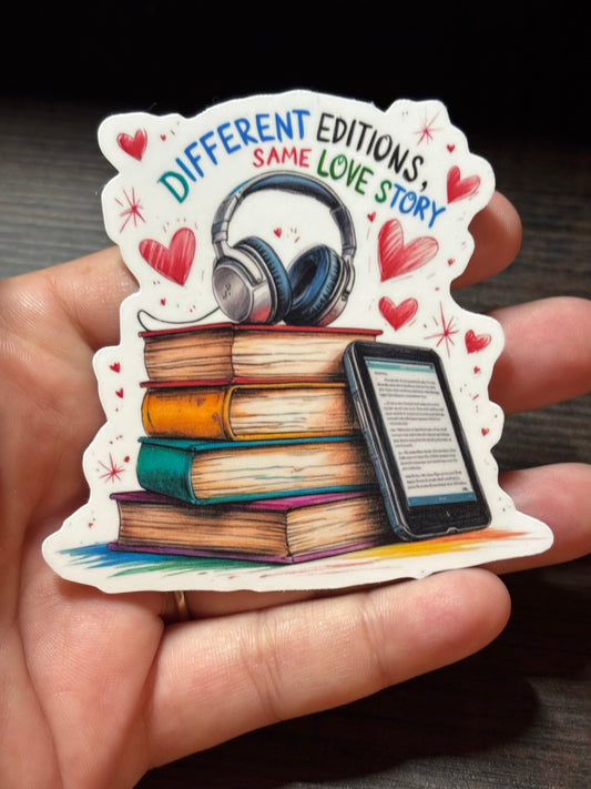 Different Editions, Bookish Waterproof Sticker