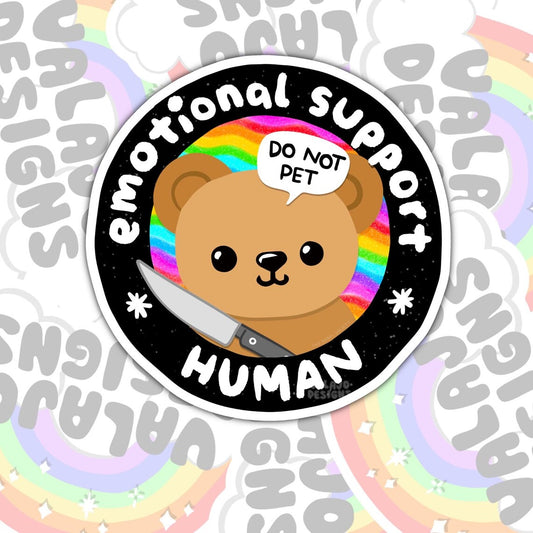 Emotional Support Human, Waterproof Sticker, Mental Health Water Bottle Sticker, Kindle Sticker, Laptop Sticker