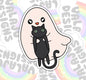 Ghost And Black Cat, Waterproof Sticker, Water Bottle Sticker, Kindle Sticker, Laptop Sticker