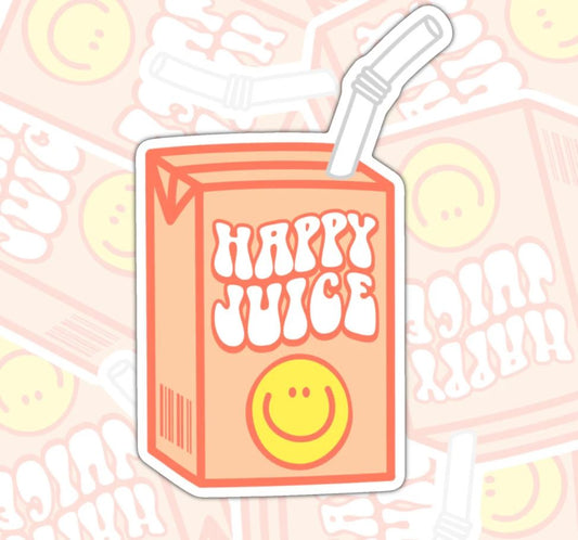 Happy Juice, Funny Waterproof Sticker, Mental Health Water Bottle Sticker, Kindle Sticker, Laptop Sticker