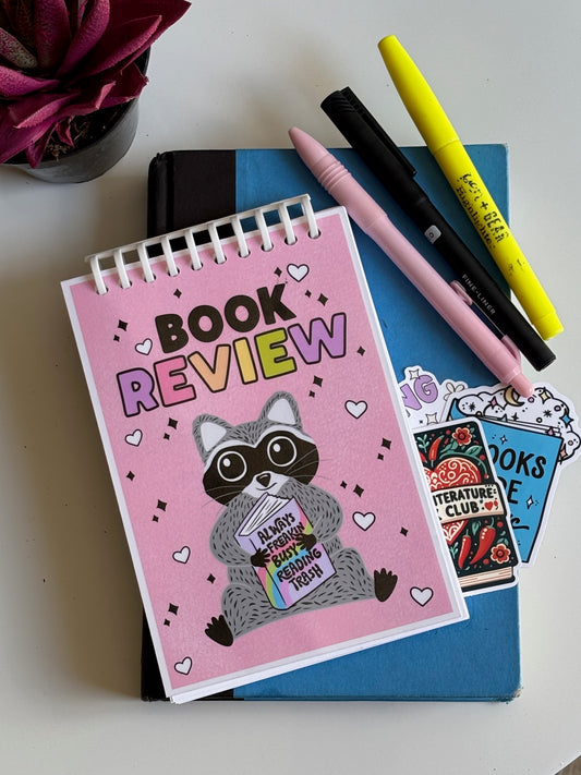 Trashy Raccoon Book Review Journal - Pink