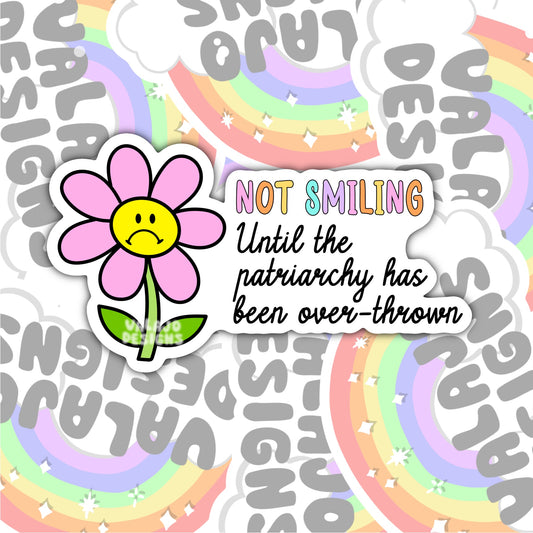 Not Smiling, Waterproof Sticker, Water Bottle Sticker, Kindle Sticker, Laptop Sticker, Social Justice Stickers, Feminist Stickers