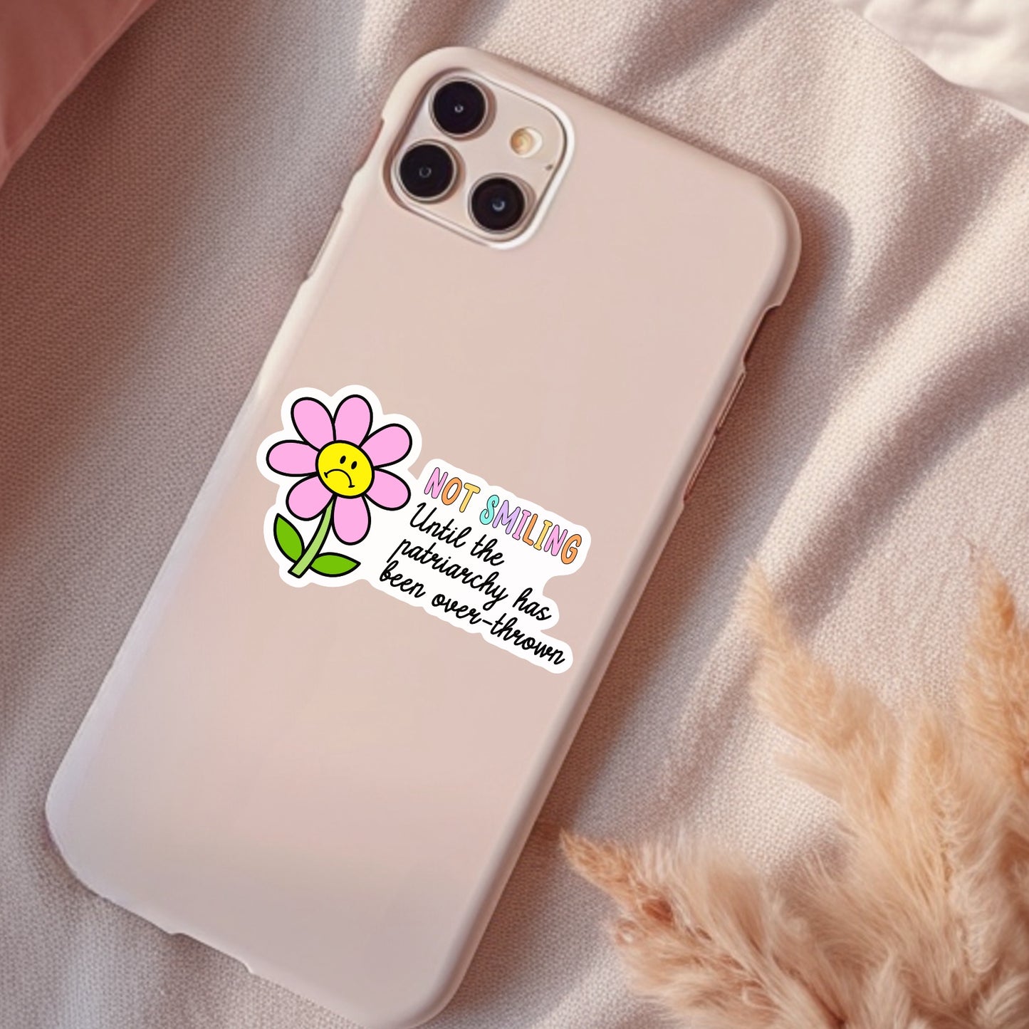Not Smiling, Waterproof Sticker, Water Bottle Sticker, Kindle Sticker, Laptop Sticker, Social Justice Stickers, Feminist Stickers