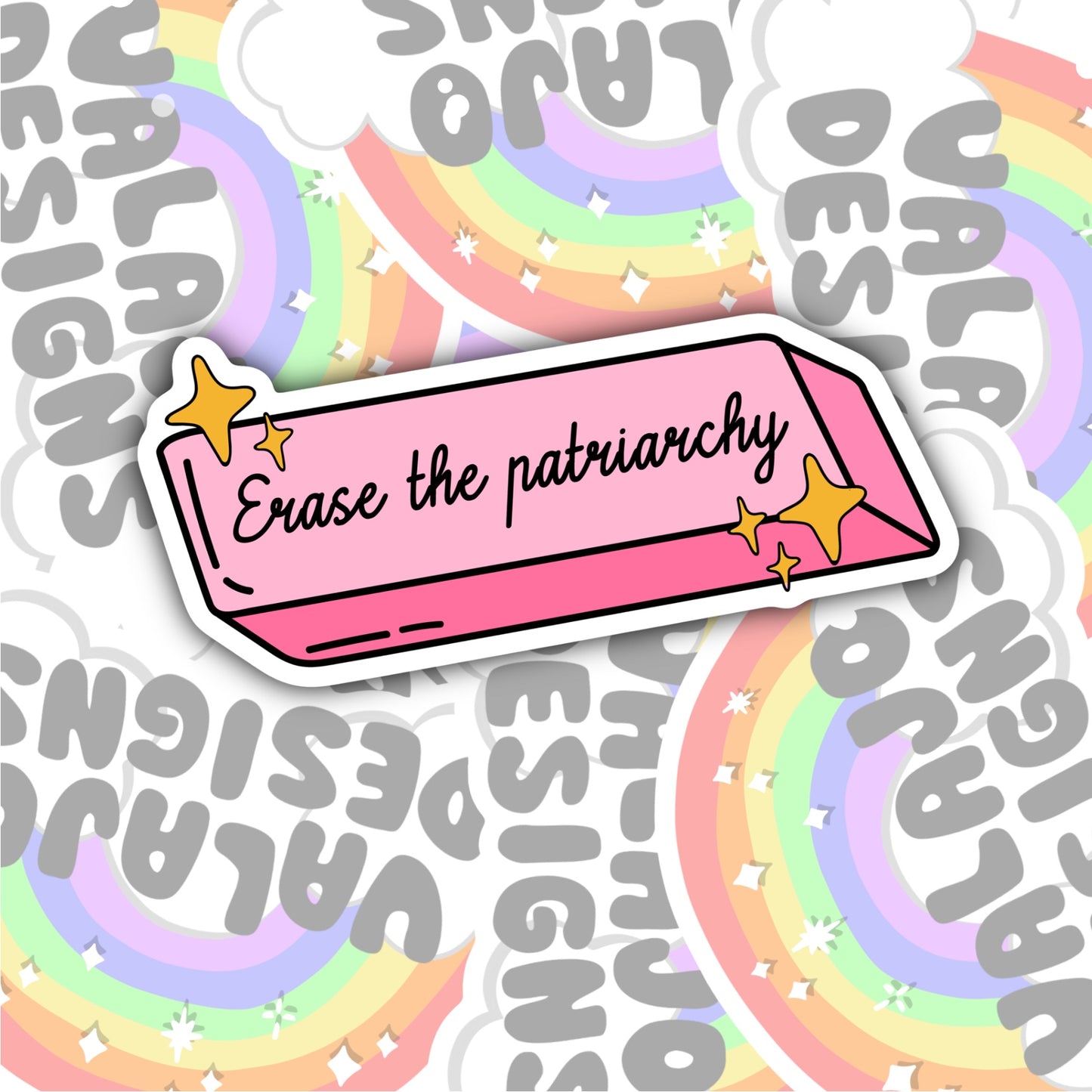 Erase The Patriarchy, Waterproof Sticker, Water Bottle Sticker, Kindle Sticker, Laptop Sticker, Social Justice Stickers, Feminist Stickers