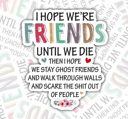 I Hope We're Ghost Friends, Funny Sarcastic Best Friends Waterproof Sticker, Water Bottle Sticker, Kindle Sticker, Laptop Sticker
