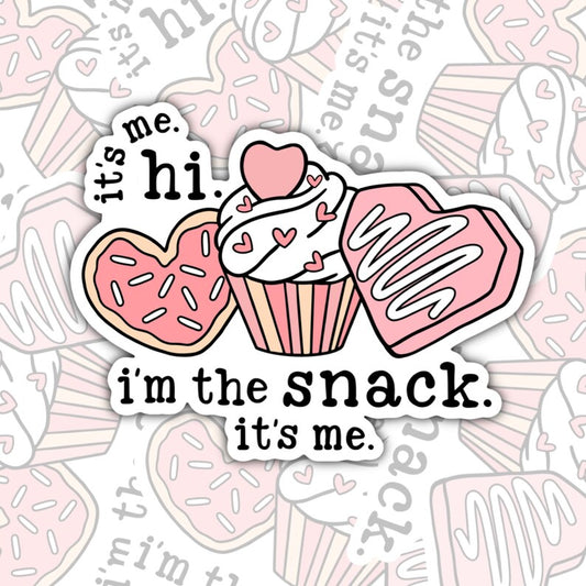It's Me, Hi, I'm The Snack, Cute Funny Waterproof Sticker, Water Bottle Sticker, Kindle Sticker, Laptop Sticker