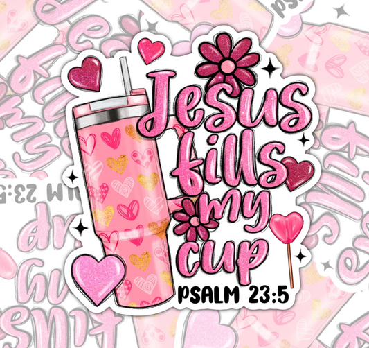Jesus Fills My Cup, Christian Waterproof Sticker, Water Bottle Sticker, Kindle Sticker, Laptop Sticker