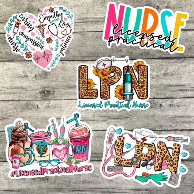 LPN Sticker Pack, Colorful Leopard Print Waterproof Stickers, Water Bottle Sticker, Kindle Sticker, Laptop Sticker