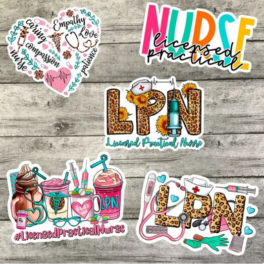 LPN Sticker Pack, Colorful Leopard Print Waterproof Stickers, Water Bottle Sticker, Kindle Sticker, Laptop Sticker