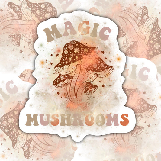 Magic Mushrooms, Waterproof Sticker, Water Bottle Sticker, Kindle Sticker, Laptop Sticker